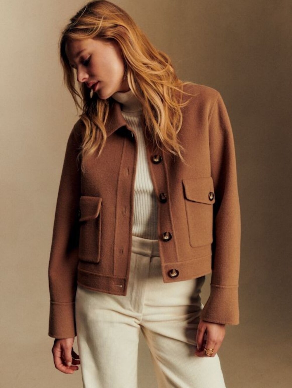 Sezane Camel Wool Blend Jacket